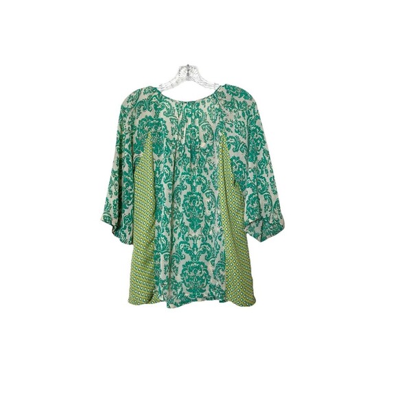 Jade Melody Tam Mixed Media Boho Peasant Top Blouse Sz M Lightweight Semi‎ Sheer - Picture 2 of 10